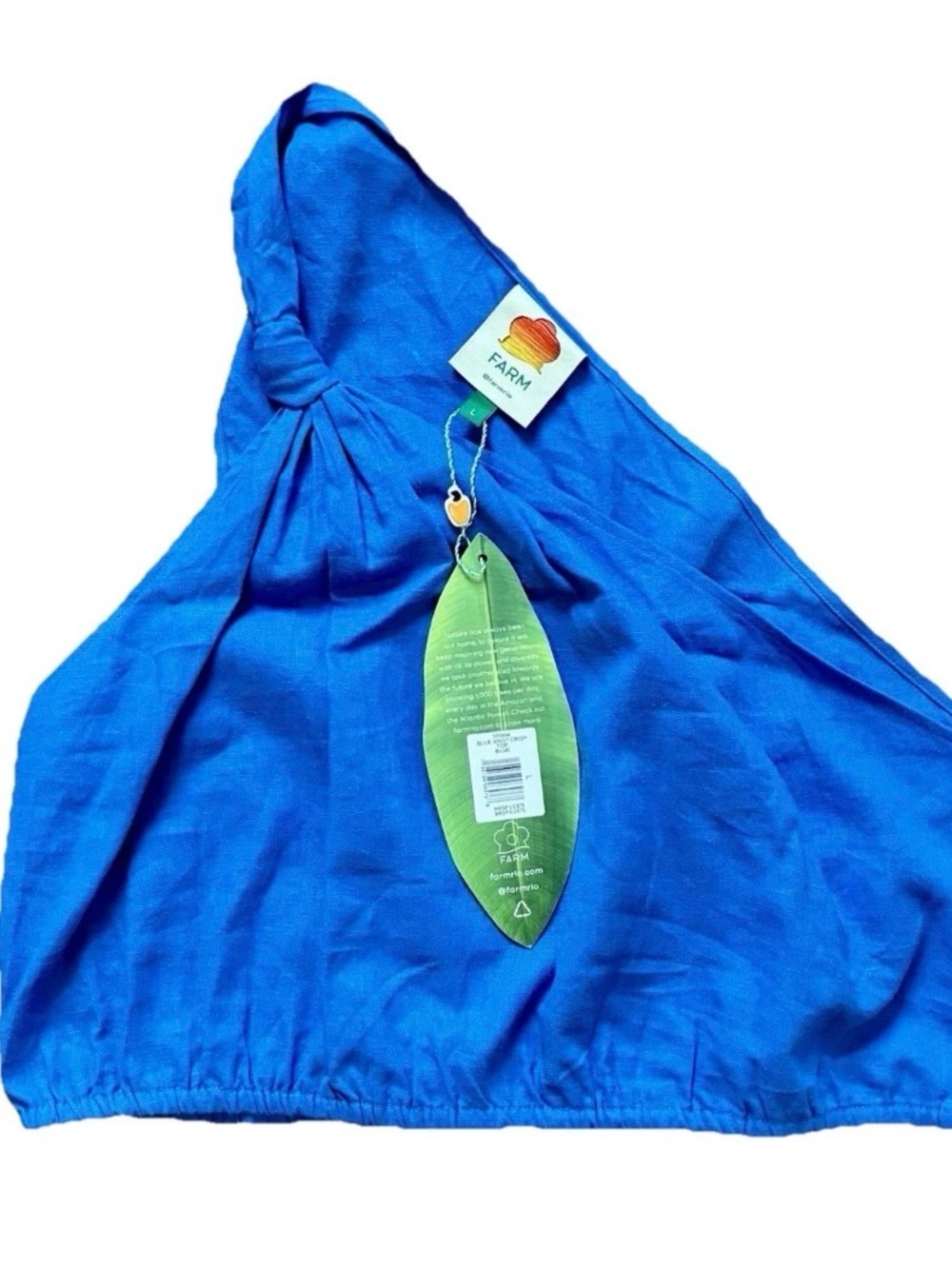 FARM Rio One-Shoulder Royal Blue Cropped Top - Picture 2 of 6